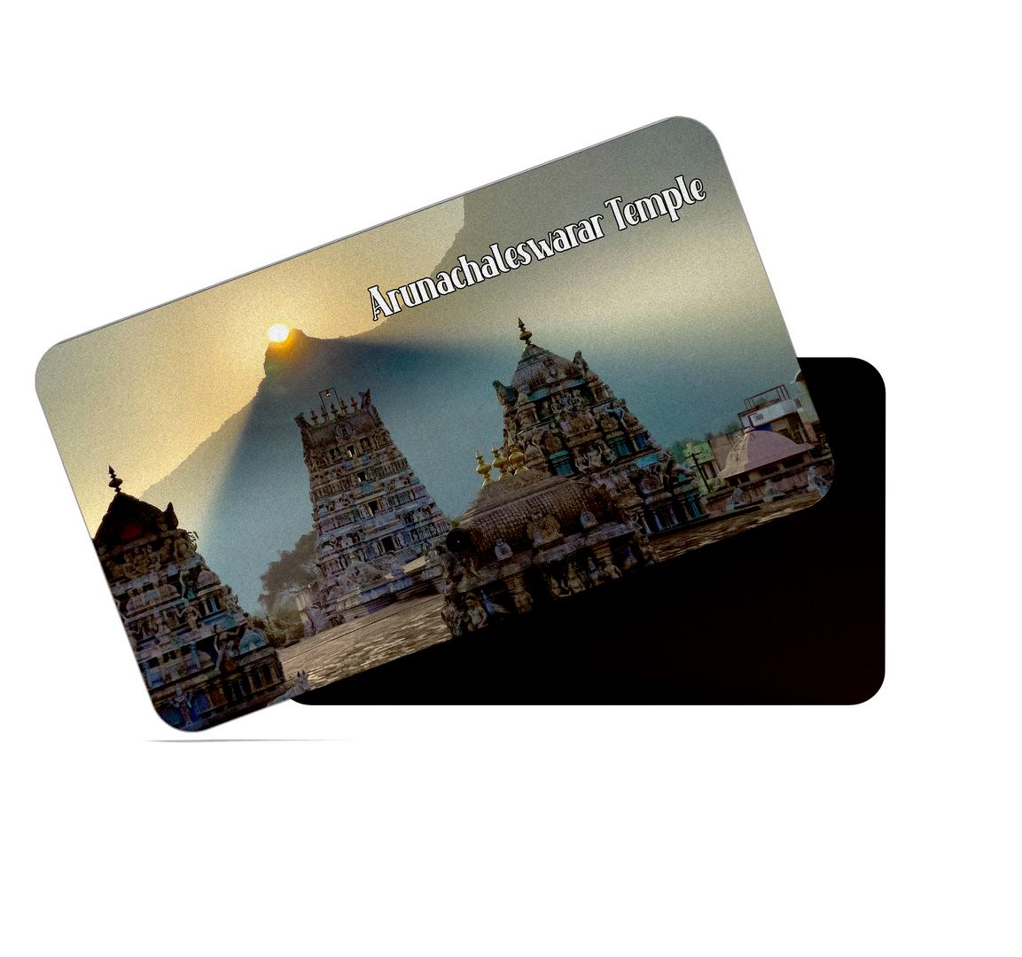 dhcrafts Multicolor Tamil Nadu Arunachalesvara Temple Design Rectangular Rubber Matte Finish Fridge Magnet / Magnetic Card Pack of 1 (8.6cm x 5.4cm)